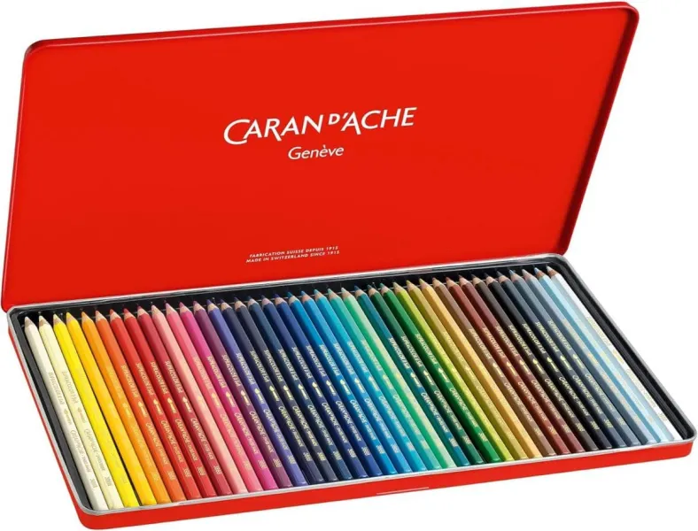 Ξυλομπογιές ακουαρέλας caran d'ache supracolor μεταλλικό κουτί 40 χρώματα φ3.8mm - Caran d'ache