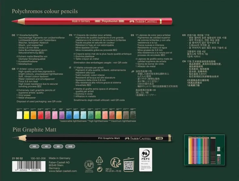 σετ faber castell 17 polychromos + 4 pitt graphite matt - Faber castell
