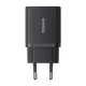 φορτιστής baseus με θύρα gan 2x usb, type-c fast charging 30w - black - Baseus