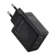 φορτιστής baseus με θύρα gan 2x usb, type-c fast charging 30w - black - Baseus