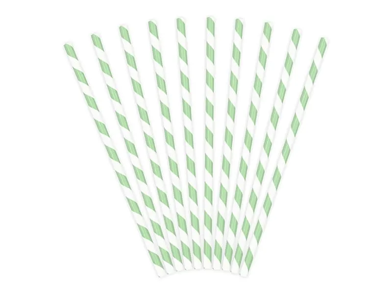 Καλαμάκια χάρτινα stripped mint 10 τεμάχια 19.5cm - Deco