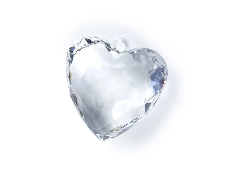 Κρυσταλάκια crystal pendants hearts 40x42mm 5 tεμάχια - Deco