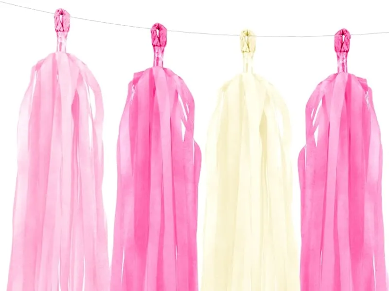 Γιρλάντα με χάρτινες φούντες tassel paper garland diy pink mix - Deco