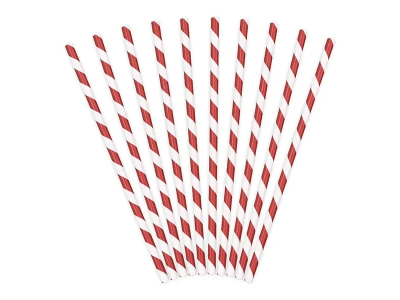 Καλαμάκια χάρτινα red striped candy cane10 τεμάχια 19.5cm - Deco
