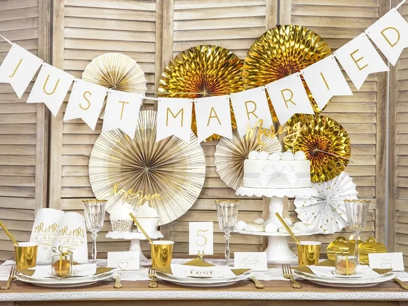 ροζέτες χάρτινες - decorative rosettes white & gold - Deco