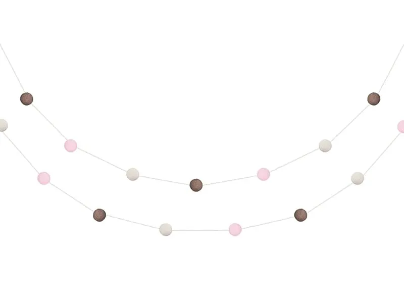 Γιρλάντα pom pom 2m brown & pink & cream - Deco