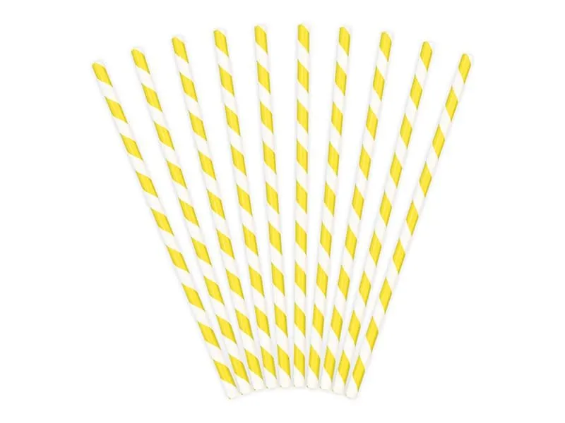 Καλαμάκια χάρτινα stripped yellow 10 τεμάχια 19.5cm - Deco