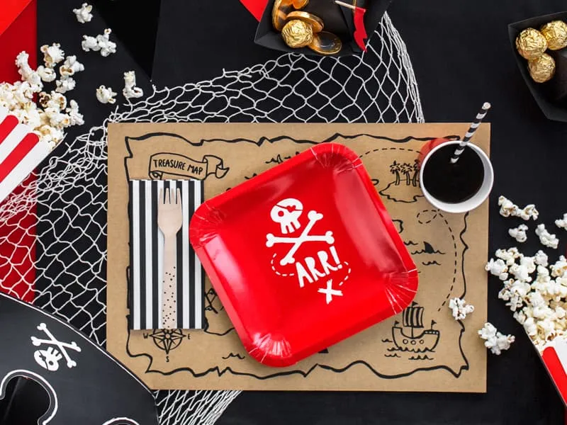 πιάτα χάρτινα red pirate 20x20cm 6 τεμάχια - Partydeco