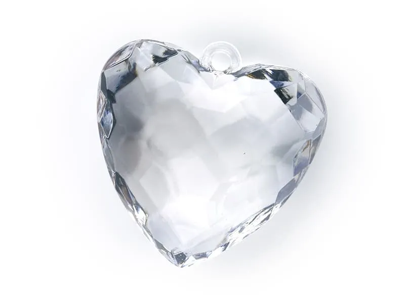 Κρυσταλάκια crystal pendants hearts 45x45mm 5 τεμάχια - Deco