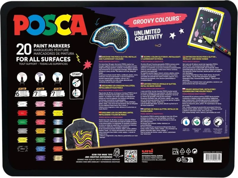 σετ μαρκαδόρων uni posca groovy colours σε μεταλλική κασετίνα 20 τεμαχίων - Uniball