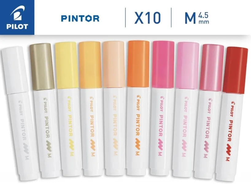 σετ ακρυλικών μαρκαδόρων pilot pintor warm colours medium 10 τεμαχίων - Pilot