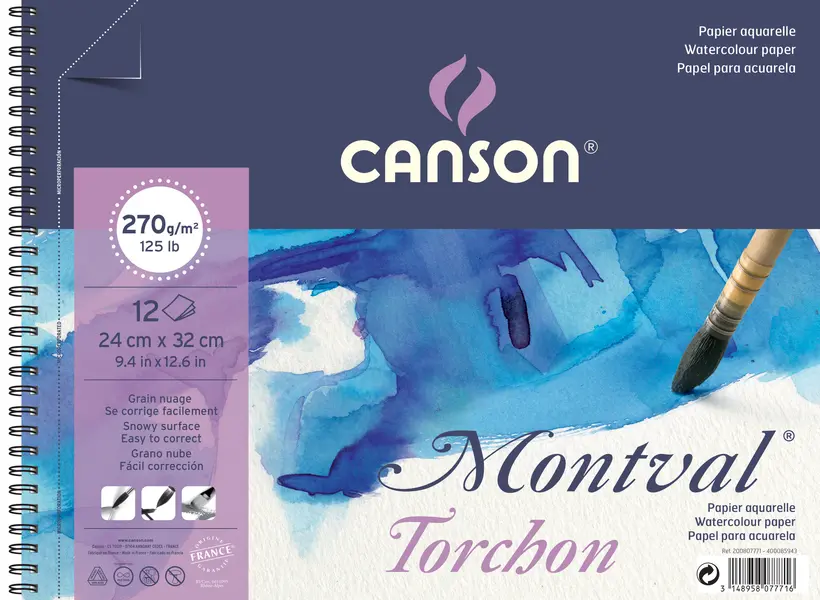 Μπλοκ canson montval torchon 24x32 270gr. σπιράλ - Canson