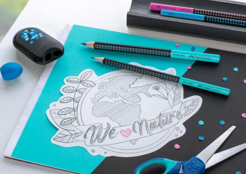 Μολύβι faber castell jumbo grip δίχρωμο τυρκουάζ μαύρο hb - Faber castell