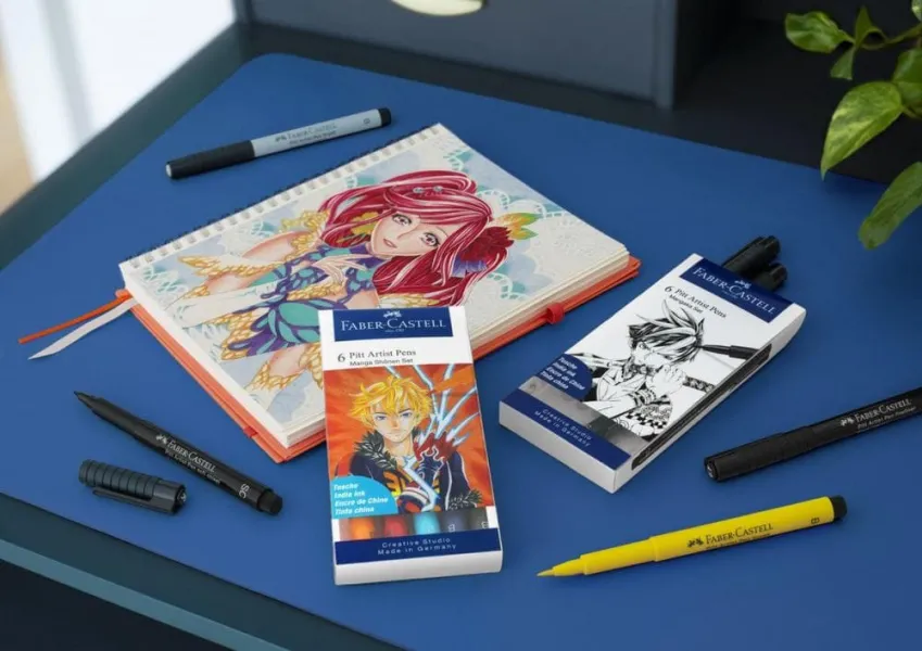 Μαρκαδόροι faber castell pitt artist σετ manga 6 μαρκαδόρων μαύρο+1 γκρι - Faber castell