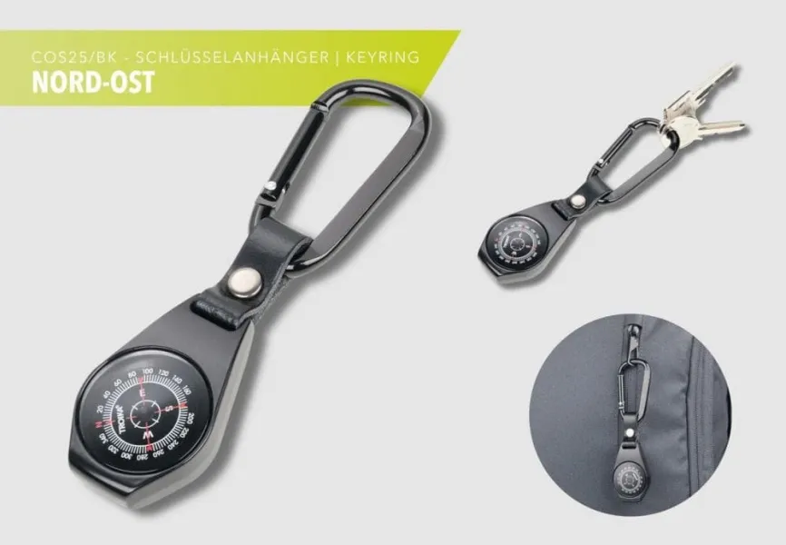 Mπρελόκ troika compass carabiner hook leather loop - Troika