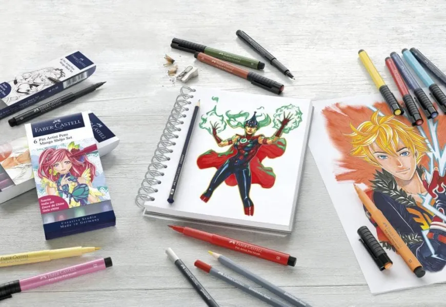 Μαρκαδόροι faber castell pitt artist σετ manga 6 μαρκαδόρων μαύρο+1 γκρι - Faber castell