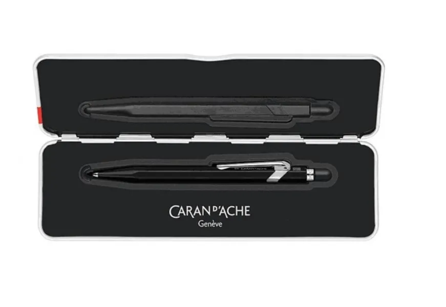 στυλό caran d'ache 849 fluo μαύρο σε μεταλλικό κουτί δώρου ballpen - Caran d'ache