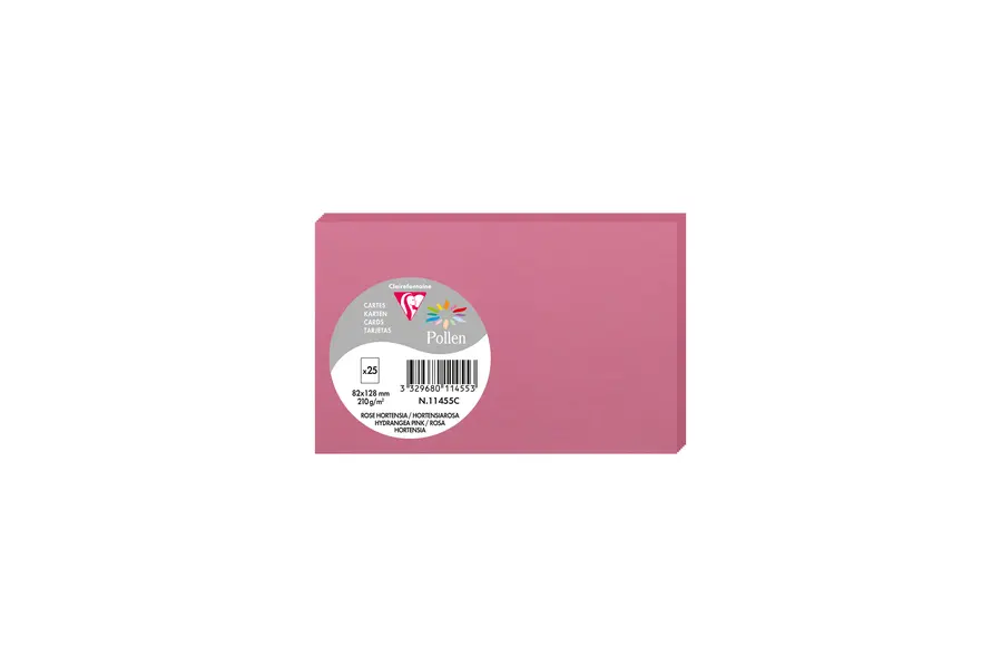 Κάρτες clairefontaine pollen 210gr 8.2x12.8cm rosa 25 τεμάχια - Clairefontaine