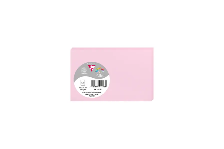 Κάρτες clairefontaine pollen 210gr 8.2x12.8cm sugared pink 25 τεμάχια - Clairefontaine