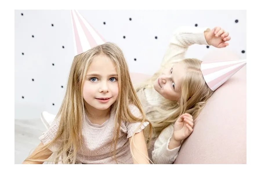 Party hats stripped pink 17cm - Deco